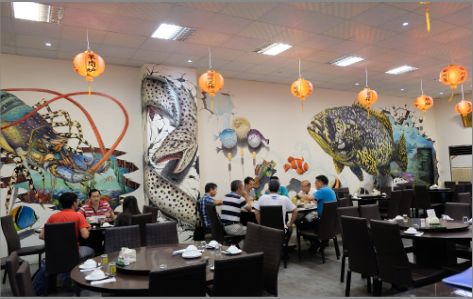 河池海鲜餐厅墙体彩绘